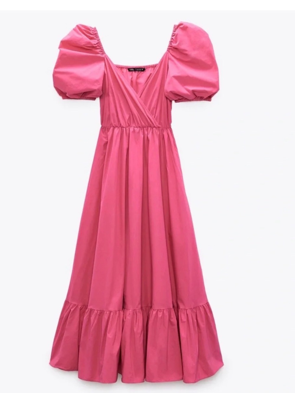 Pink Puff-Sleeve Maxi Dress